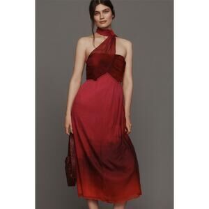 Anthropologie Plenty by Tracy Reese Halter Scarf‎ Dress Pink Ombré Small NWT